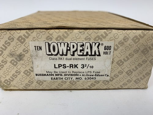 Bussman Low-Peak Dual Element LPS-RK 3 2/10 3 2/10A 600V Fuse "Lot of 10"1