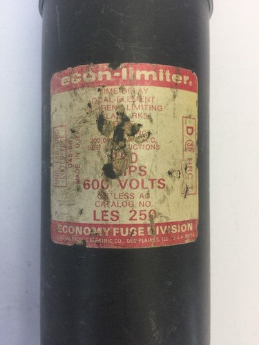 ECON-LIMITER LES 250 FUSE 250A 600VAC TIME DELAY CURRENT LIMITING DUAL ELEMENT 1