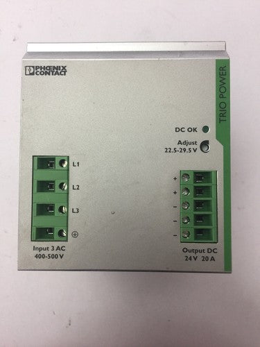 PHOENIX CONTACT TRIO-PS/3AC/24DC/20 POWER SUPPLY OUTPUT 24VDC 20A0
