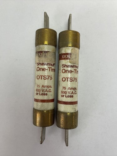 GOULD SHAWMUT OTS75 ONE-TIME FUSE 75AMP 600VAC (LOT OF 2)0