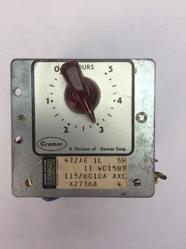 CRAMER 472AN500-E0208A RESET TIMER RATING 115/60 TIME RANGE 5 HR 2