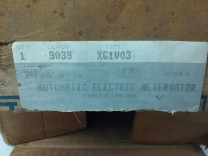 SQUARE D CLASS 9039 TYPE XG1V03, SER. A, 240V COIL RATING, TYPE 1 ENCLOSURE, NEW1