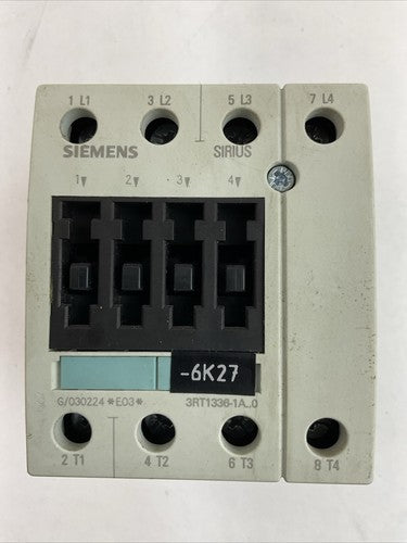 SIEMENS 3RT1336-1AC20 CONTACTOR 60A 60VAC 3PH 15HP COIL 24V 50/60HZ0