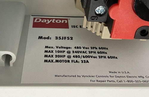 DAYTON 35JF52 IEC ENCLOSED DISCONNECT 20HP 600VAC 3PH 60HZ 32A8