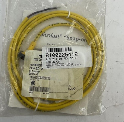 TURCK PKW 3Z-2 RIGHT ANGLE CORD FEMALE 125VAC/DC 4A ***LOTOF4***2