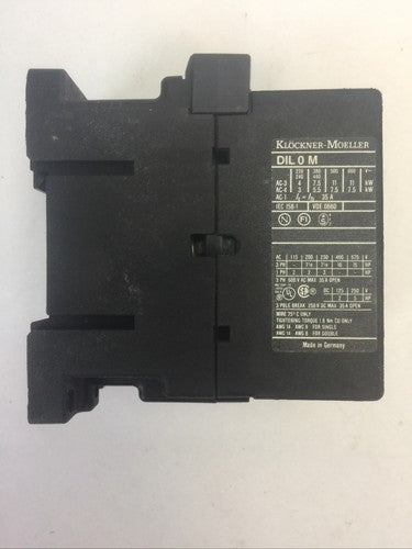 KLOCKNER MOELLER STARTER DIL 0M CONTACTOR 3POLE 250VDC 35A 15HP COIL 115V 60HZ2