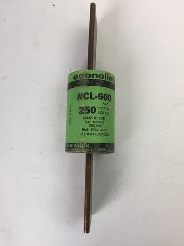 ECONOMY ECONOLIM NCL-600 CURRENT LIMITING FUSE 600A 250VAC CLASS RK12