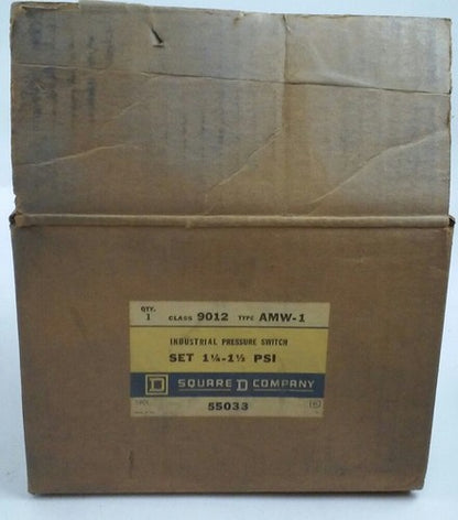 SQUARE D 9012 AMW-1 PRESSURE SWITCH RANGE .25-2.5 PSI DIFFERENTIAL .2-2 PSI0