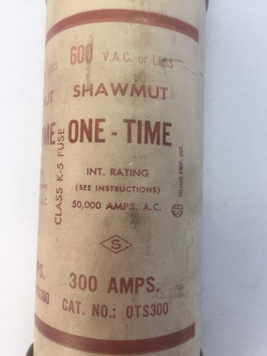 GOULD SHAWMUT OTS300 ONE-TIME FUSE 300AMP 600VAC CLASS K-5 (LOT OF 3)1
