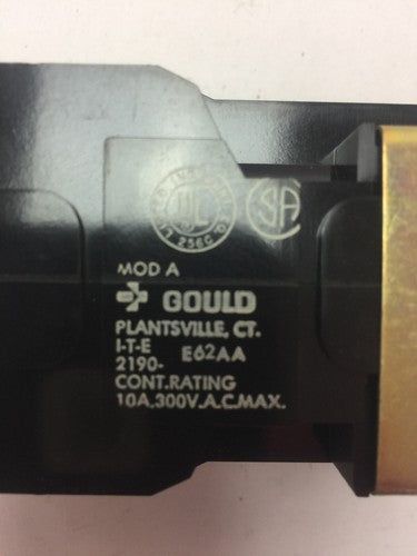 GOULD 2190-E62AA MOD A GENERAL PURPOSE RELAY 300VAC 10A 2090-810 COIL 110-120V3
