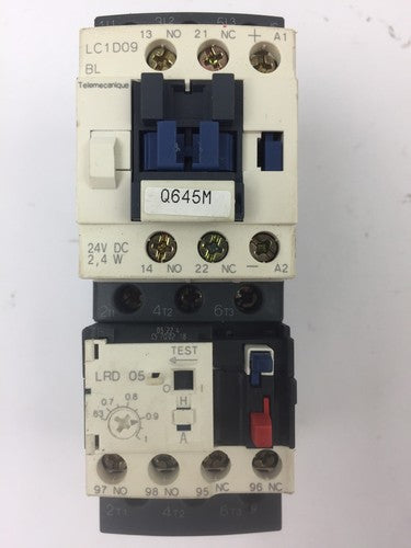 TELEMECANIQUE LC1D09BL CONTACTOR LRD05 OVERLOAD RELAY LAD4TBDL 24V0