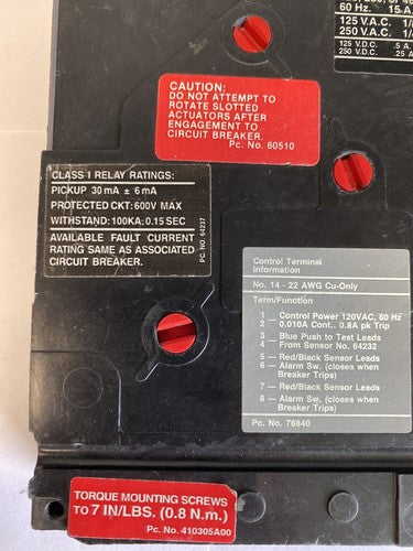 ITE GF01ED60B0 15A 480V Ground Fault Relay3