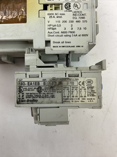 ALLEN BRADLEY STARTER (100-C12D*10 COIL 24VDC + 193-EA1EB 1.6-5.0A)2