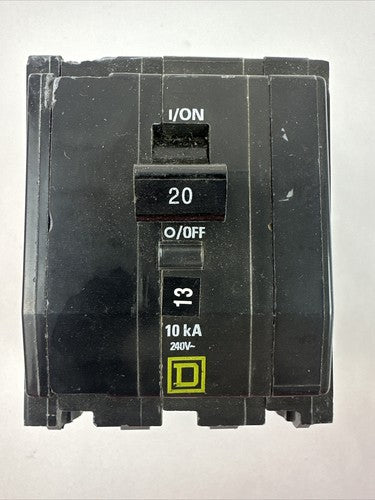 SQUARE D QOB320 BOLT-ON CIRCUIT BREAKER 3POLE 20AMP 240VAC 10kA0