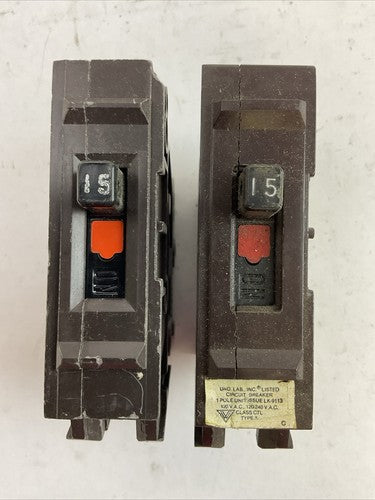 WADSWORTH A115 1POLE CIRCUIT BREAKER 15AMP 120/240VAC (LOT OF 2)0
