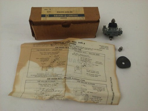 SQUARE D 31032-342-52 TOP ROLLER PLUNGER LIMIT SWITCH HEAD CLASS 9007  0