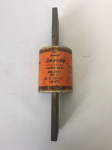 SHAWMUT A4BY1500 AMP-TRAP FORM 480 CURRENT LIMITING FUSE 1500 AMP 600VAC CLASS L0