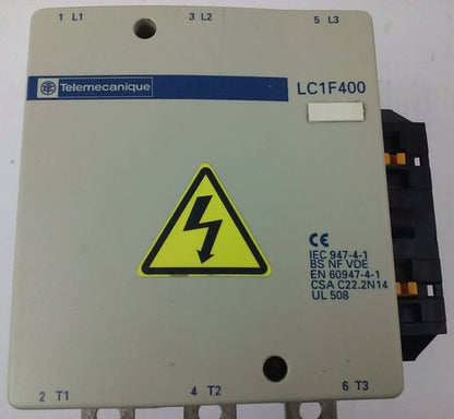 TELEMECANIQUE LC1F400 CONTACTOR, 3PH, 3P, 600V, 420A, 300HP,W/ LX9FJ910 24V COIL2