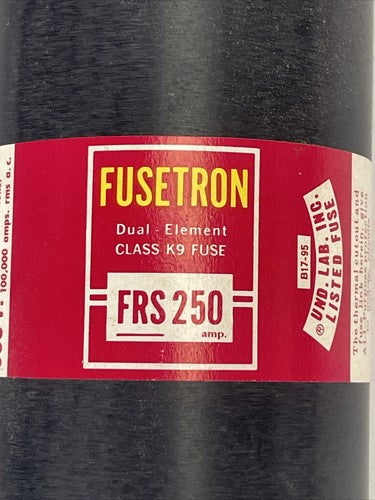 BUSSMANN FRS250 FUSETRON DUAL ELEMENT CLASS K9 FUSE 250AMP 600VAC1