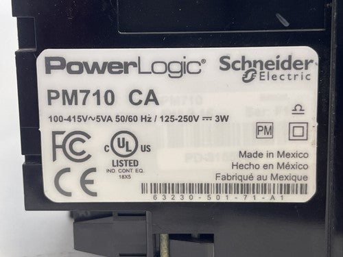 SQUARE D PM710 CA POWER LOGIC METER DISPLAY 100-415VAC 5VA 50/60HZ 125-250VDC 3W1