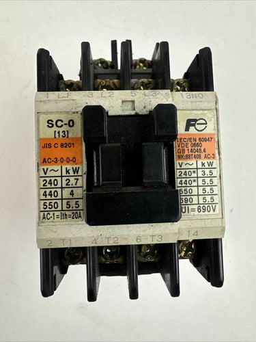 FUJI 4NC0F0#10 SC-0 CONTACTOR 3PH 5HP 600VAC COIL 100-110V 60HZ SZ-Z50