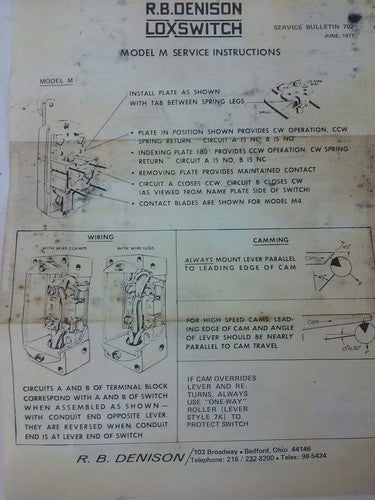 R.B.DENISON M4 SERIES D PRECISON LIMIT SWITCH, NEMA B600, 600V, 30A, MODEL M6