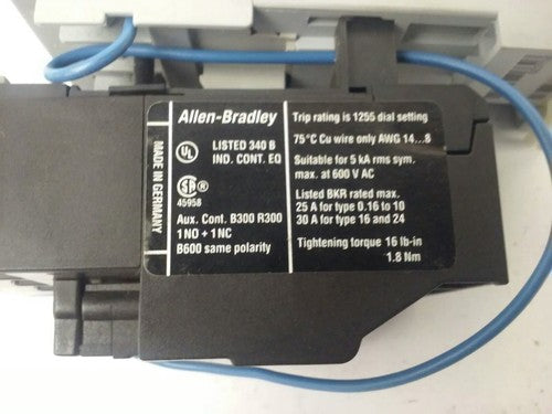 ALLEN BRADLEY 100-C09D*10 SER. A,CONTACTOR,3PH,600V,25A,24VDC COIL ,W/ 193-TAB243