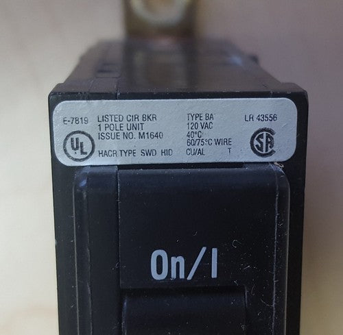 CUTLER HAMMER BABRSP1020 1 POLE 20 AMP BOLT ON BREAKER 3
