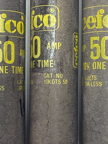 CEFCO 10KOTS50 10K ONE TIME FUSE 600VAC 50AMP CLASS H (LOT OF 3)1