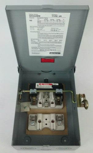 MURRAY GH322NW FUSIBLE SAFETY SWITCH SINGLE THROW 2P, 60A, 240V, 10HP, TYPE 3R 4
