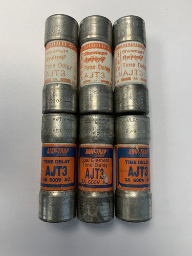 Gould Shawmut Amp-trap AJT3 3A 600V Fuse "Lot of 6"0