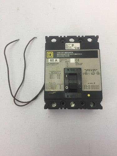SQUARE D FAL360361143 CIRCUIT BREAKER 60A 600VAC 250VDC 3 POLE 0