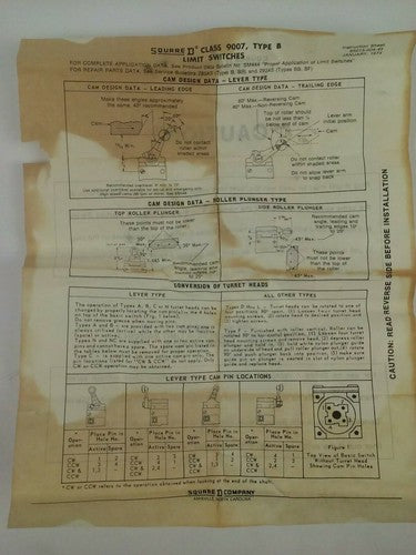 SQUARE D 31032-342-52 TOP ROLLER PLUNGER LIMIT SWITCH HEAD CLASS 9007  6