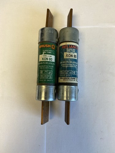 Brush/Reliance KON80 80A 250V Fuse "Lot of 2"0