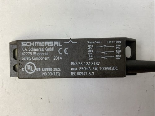SCHMERSAL BNS 33-12Z-2187 SAFETY SENSOR 250mA 3W 100VAC/DC1