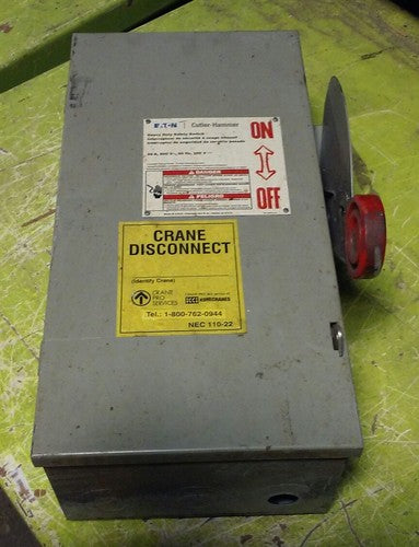 EATON CUTLER-HAMMER 600VAC 30A 3P HEAVY DUTY SAFETY SWITCH, DH361FGK*0