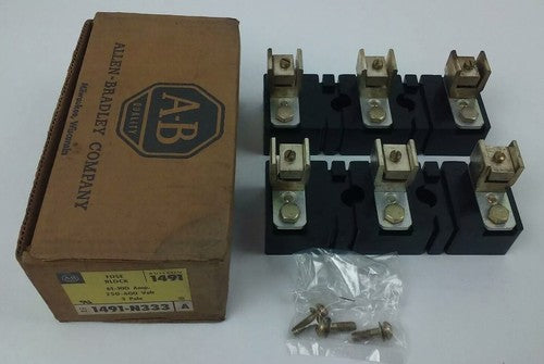 ALLEN BRADLEY 1491-N333 FUSE BLOCK,61-100A, 250- 600V, 3P, W/ X-410710, X-4006560