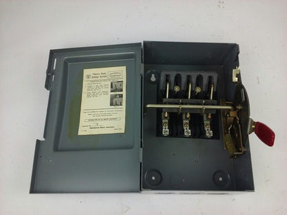 WESTINGHOUSE HU-322 SAFETY SWITCH 60A, 240V, 3P, NON FUSIBLE, 15-30 H.P., NEW2