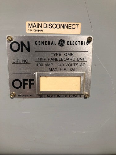 GE TYPE QMR THFP325 400 Amp 240VAC 250DVC Panelboard Unit W/Hardware1