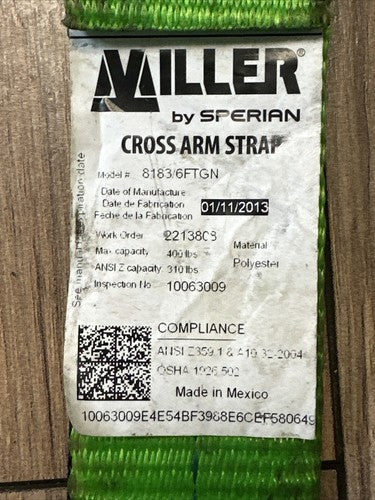 MILLER 8183/6FTGN CROSS ARM STRAP POLYESTER 400LBS 6FT1