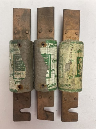 BUSSMANN KTN-R200 LIMITRON FAST-ACTING CLASS RK1 FUSE 200AMP 250VAC (LOT OF 3)0