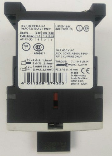 Siemens 3RH1122-1BB40 DC 12V-24V Contactor W/ 3RT1916-1JJ00 SURGE SUPPRESSOR2