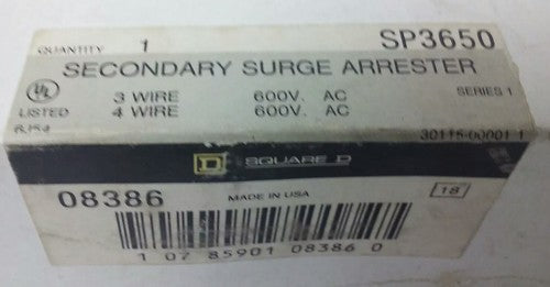 SQUARE D SP3650 SER.1 SECONDARY SURGE ARRESTER,650VAC,3-4 WIRE@ 600VAC,NEW OTHER1