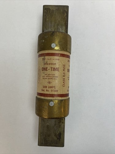 SHAWMUT OT300 ONE-TIME CLASS K-5 FUSE 300AMP 250VAC4