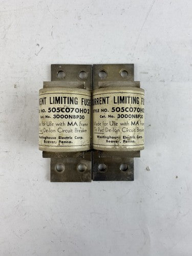 Westinghouse 3000NBP30 Fuse for MA Tri-Pac De-Ion Circuit Breaker "Lot of 2"0