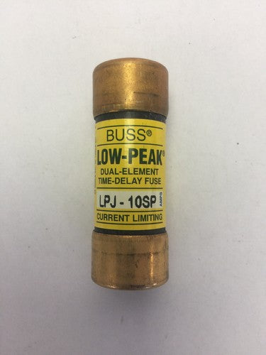 BUSS LPJ-10SP LOW-PEAK DUAL-ELEMENT TIME-DELAY FUSE 10A 600VAC/300VDC (LOT OF 2)0