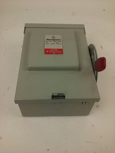 WESTINGHOUSE RHFN321 SAFETY SWITCH 30A, 240V, 3P FUSIBLE, TYPE 3R RAINPROOF, NEW0