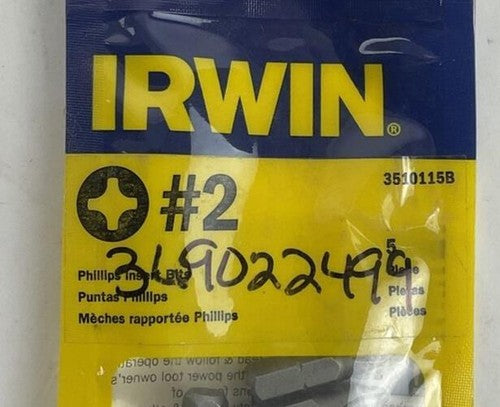 IRWIN 3510115B PHILLIPS INSERT BIT 1AVD8 BAG OF 5 ****LOTOF17****2