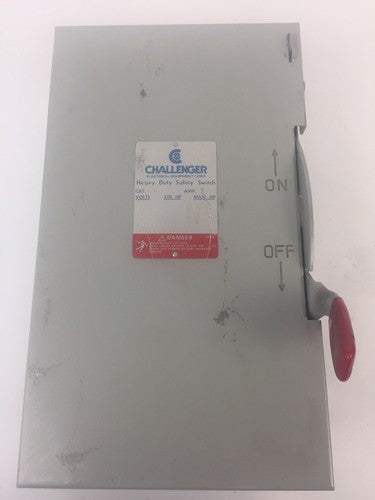 CHALLENGER HD361NFC HD SAFETY SWITCH 600V 30AMP 20HP 3 POLE NON FUSIBLE TYPE 10