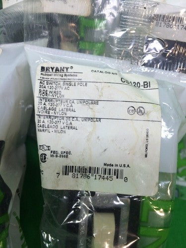*LOT OF 6* BRYANT CS 120-BI AC SWITCH 20AMP1